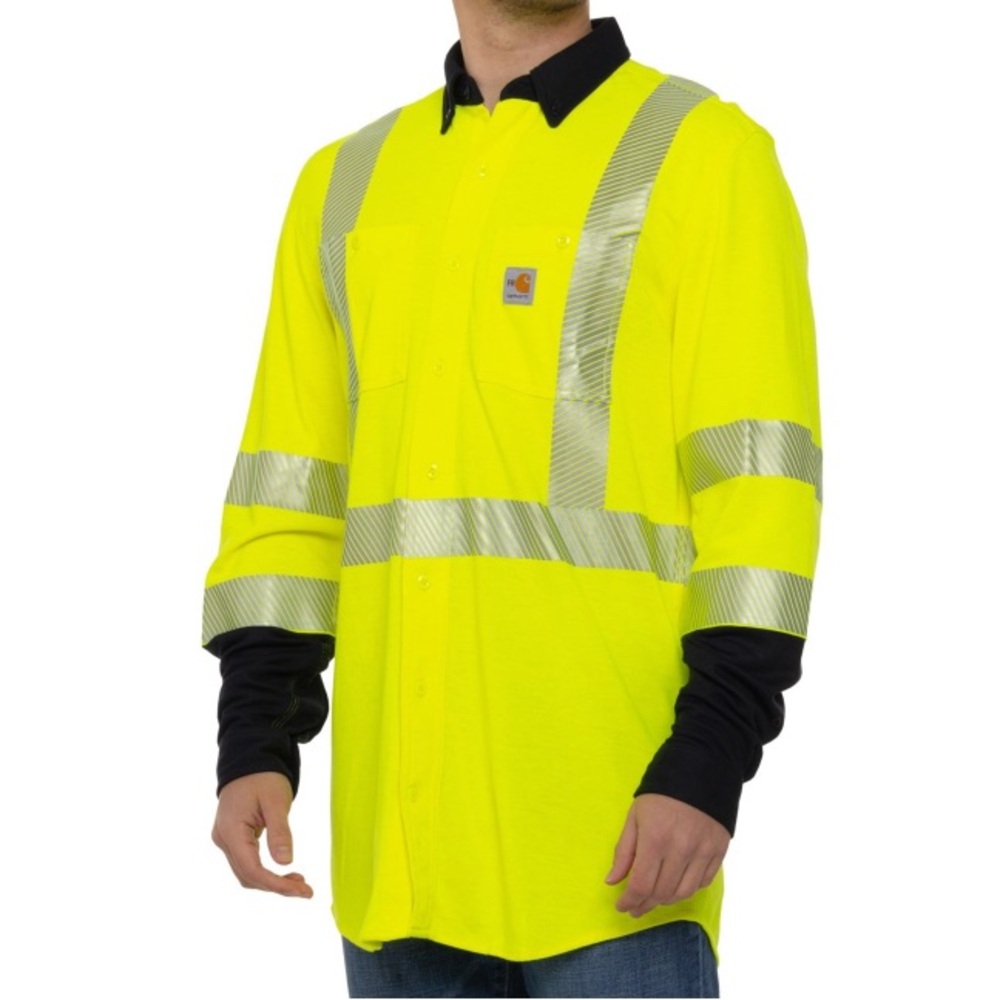 Carhartt High Visibility Force Hybrid Long Sleeve Button Up Shirt Class 3